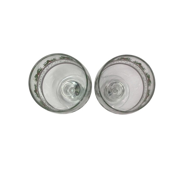 Holly and Berries Iced Tea Water Glasses Christmas 7” Holiday Set Of 2 - Picture 5 of 8